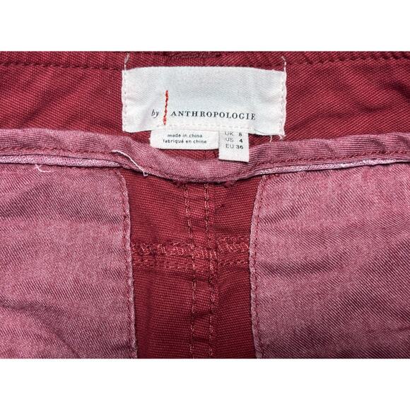 Anthropologie Wine Colored Pants with Trimmed Tuxedo Stripe Size 4 - Picture 7 of 7